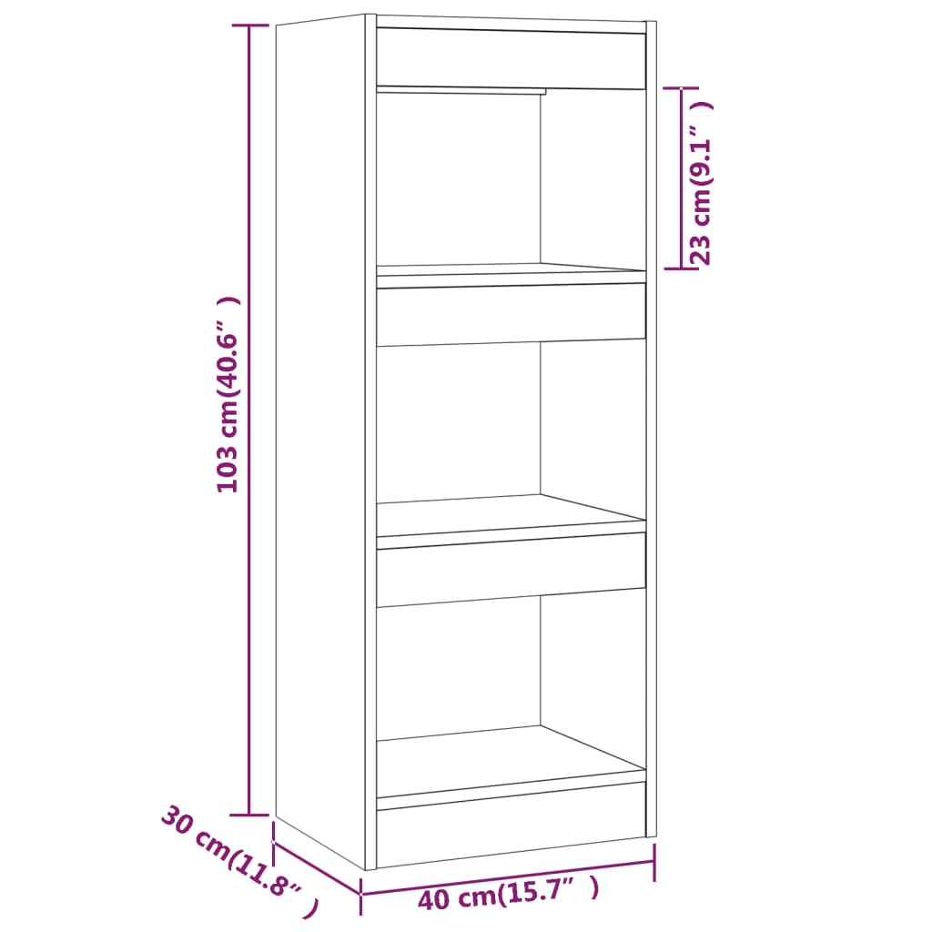 Bibliothèque/paravent 40x30x103 cm bois fini