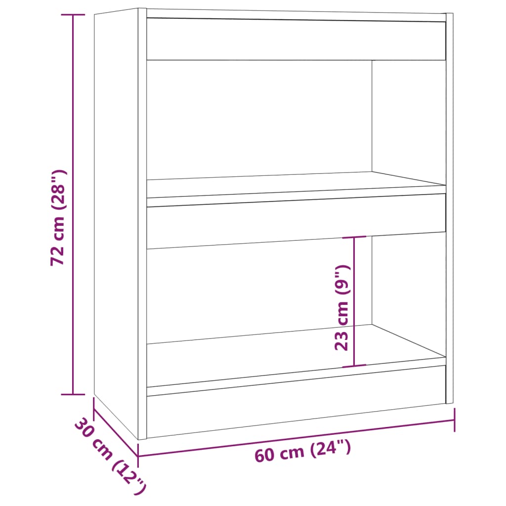 Bibliothèque/paravent 60x30x72 cm