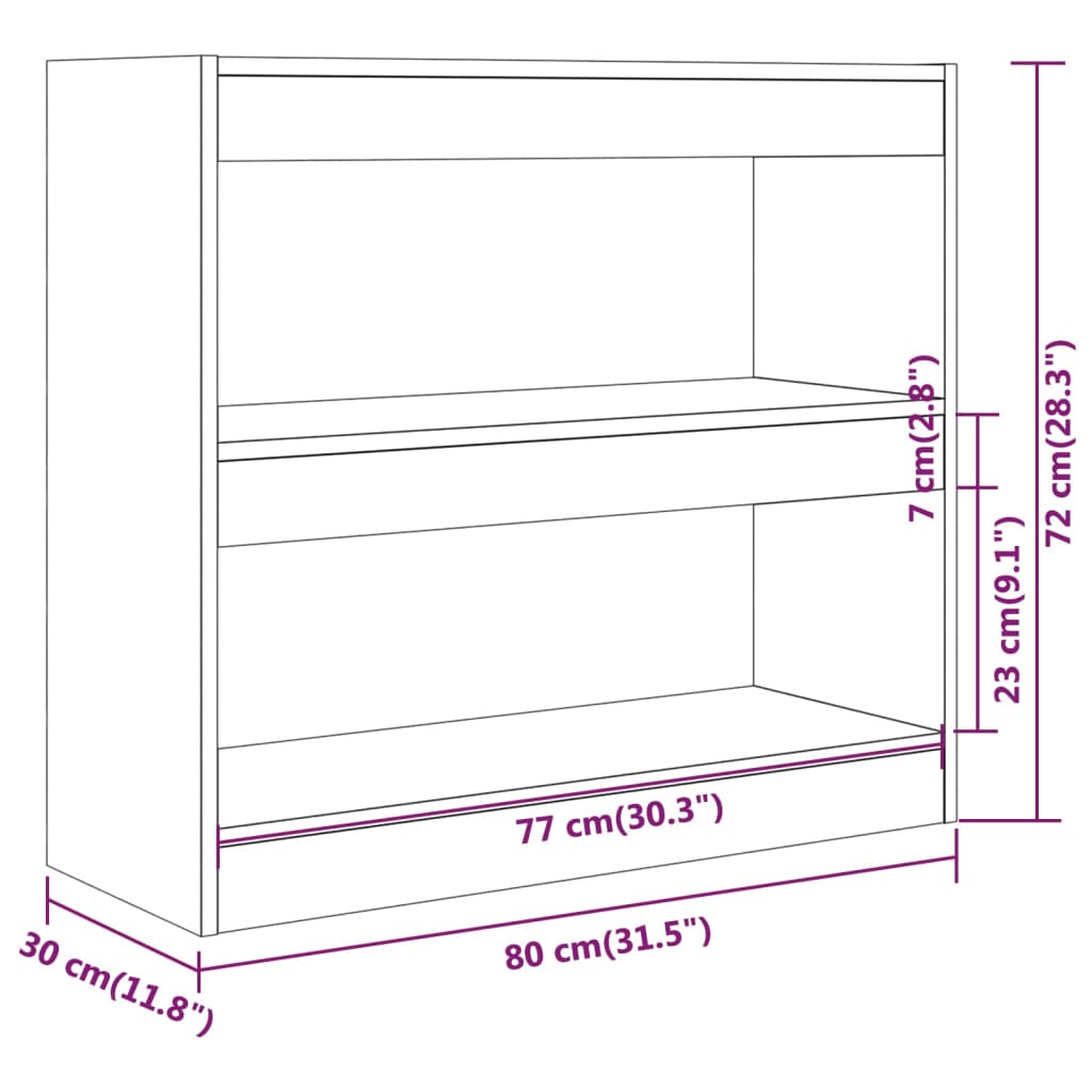 Boekenkast/kamerscherm 80x30x72 cm