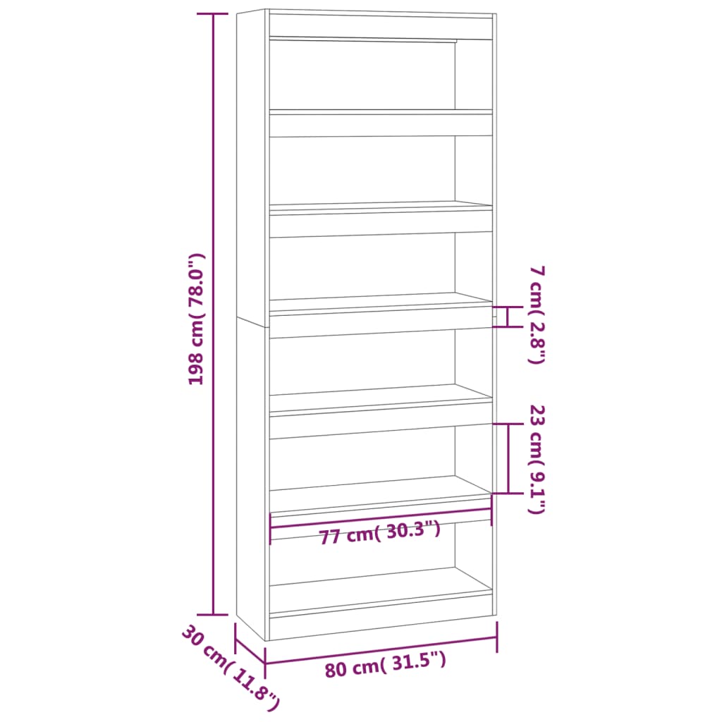 Bibliothèque/paravent 80x30x198 cm en bois ouvragé