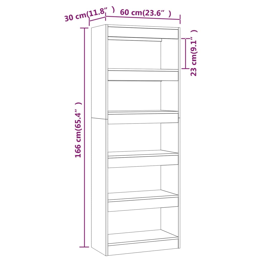 Boekenkast/kamerscherm 60x30x166 cm bewerkt hout