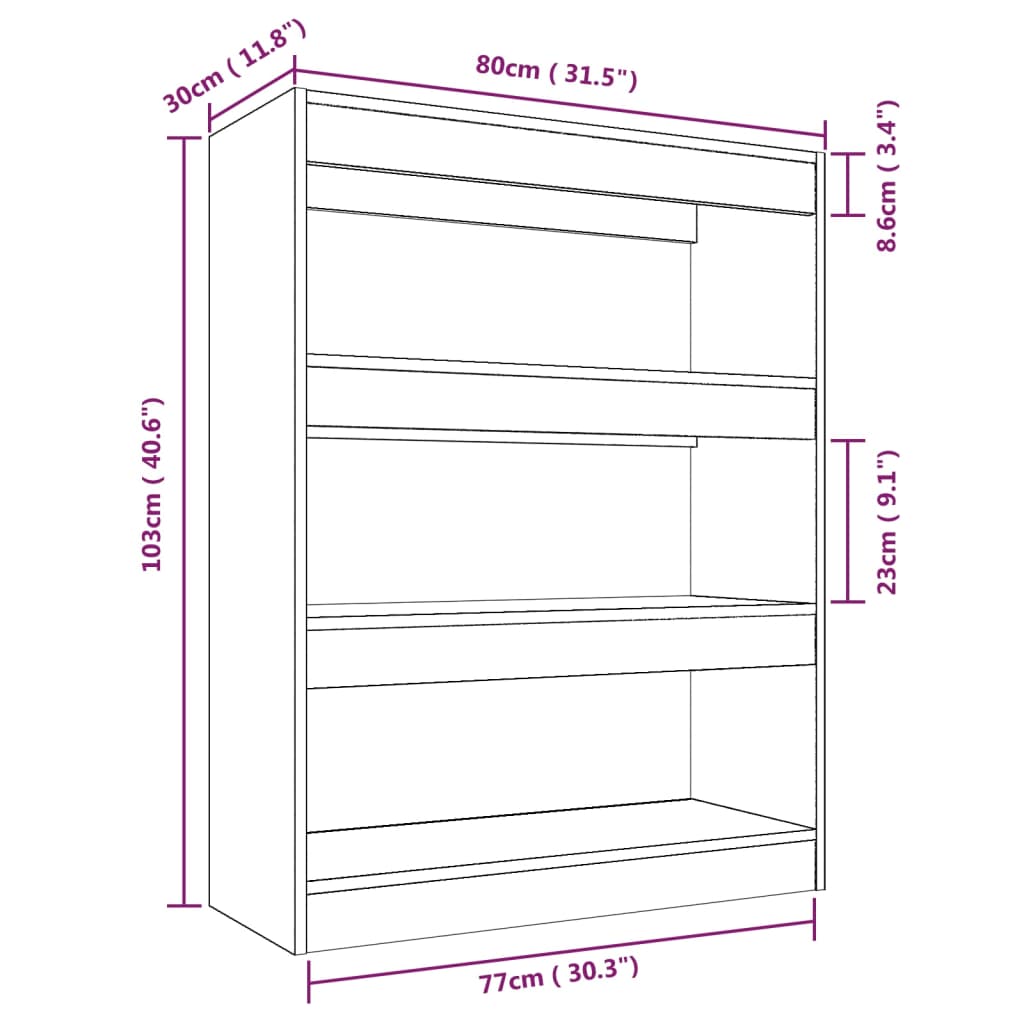 Bibliothèque/paravent 80x30x103 cm en bois travaillé