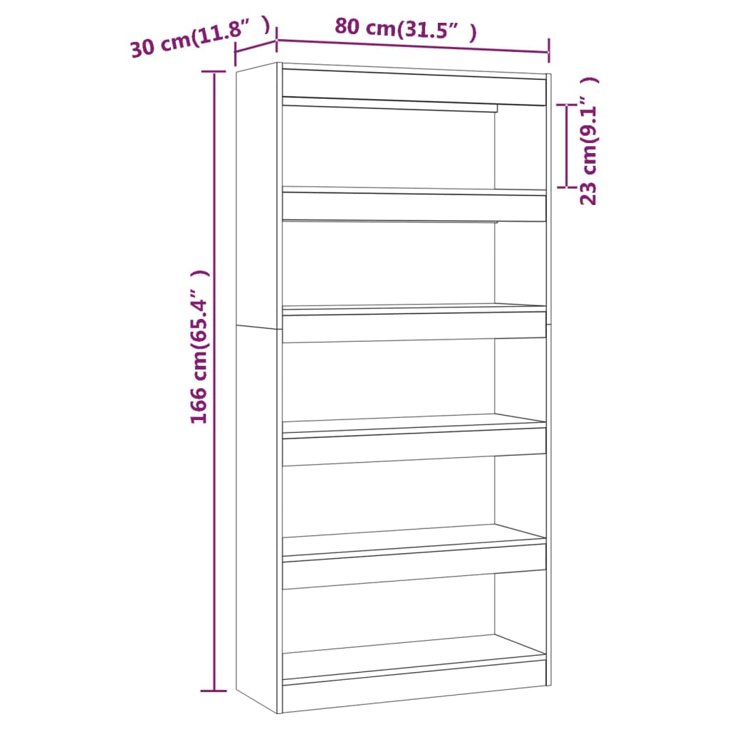 Boekenkast/kamerscherm 80x30x166 cm bewerkt hout