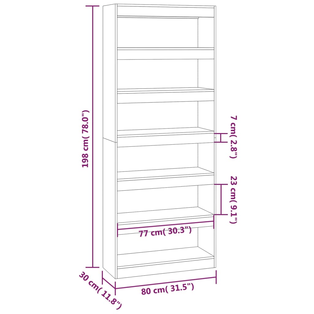 Bibliothèque/paravent 80x30x198 cm en bois ouvragé