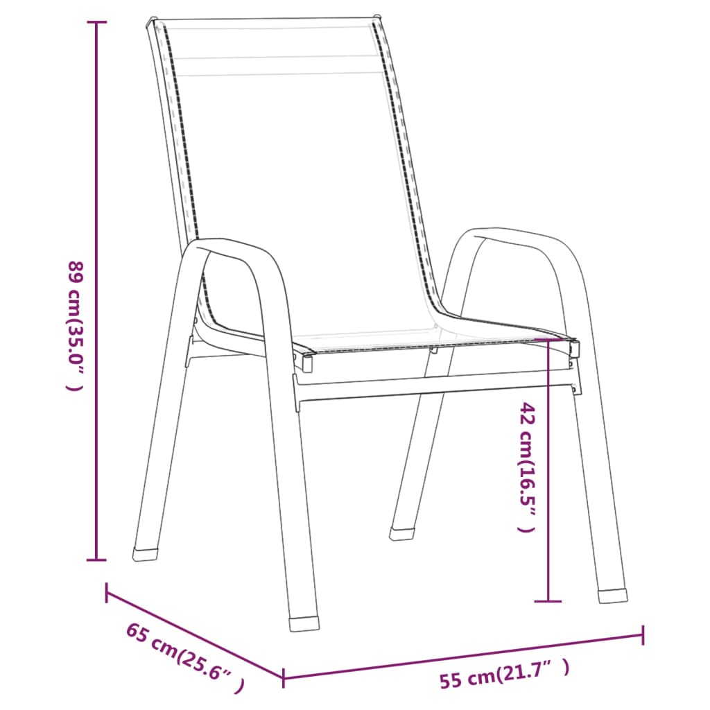 Chaises de jardin empilables 6 pcs tissu textilène