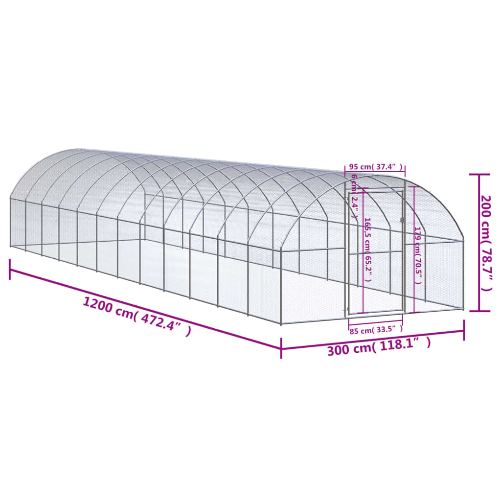 Kippenren 3x2x2 m gegalvaniseerd staal