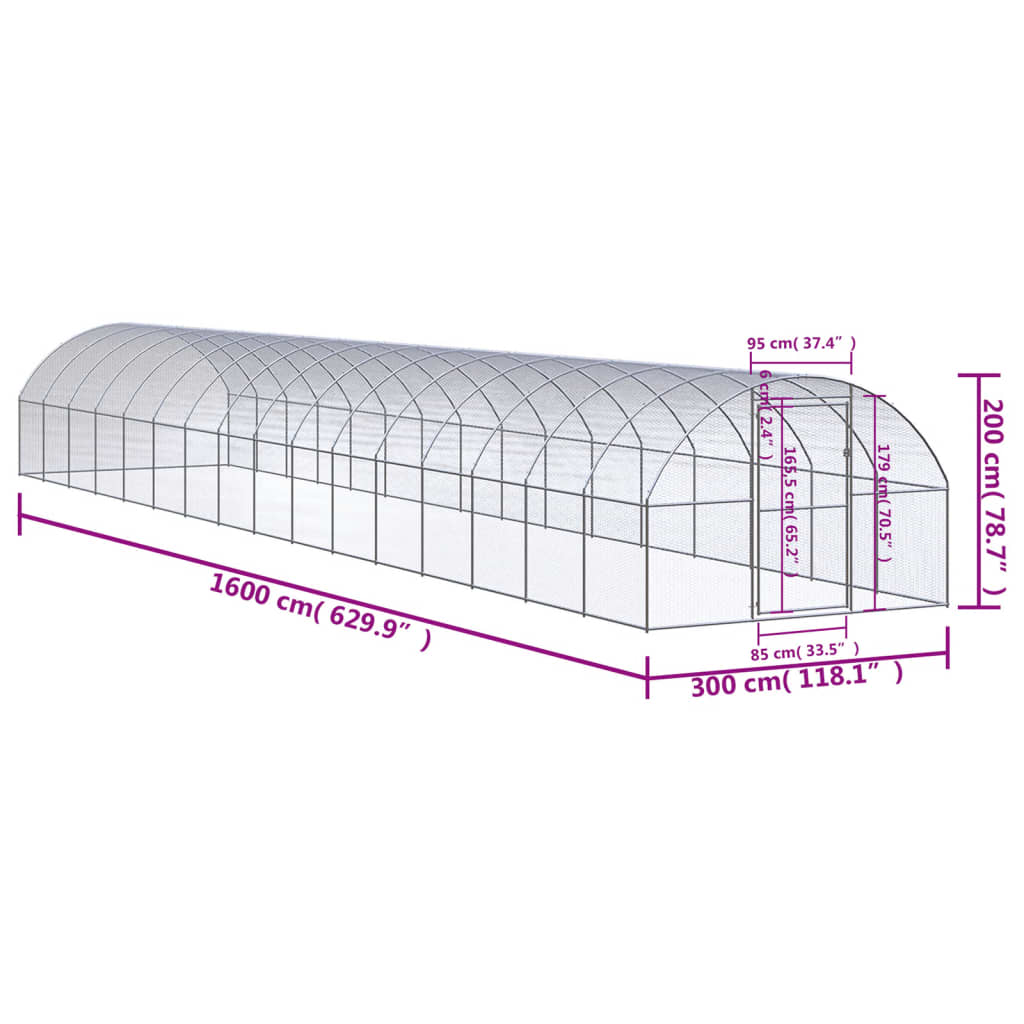 Kippenren 3x2x2 m gegalvaniseerd staal