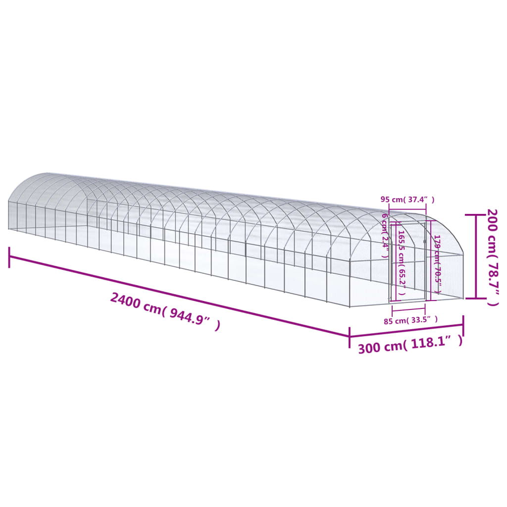 Kippenren 3x2x2 m gegalvaniseerd staal