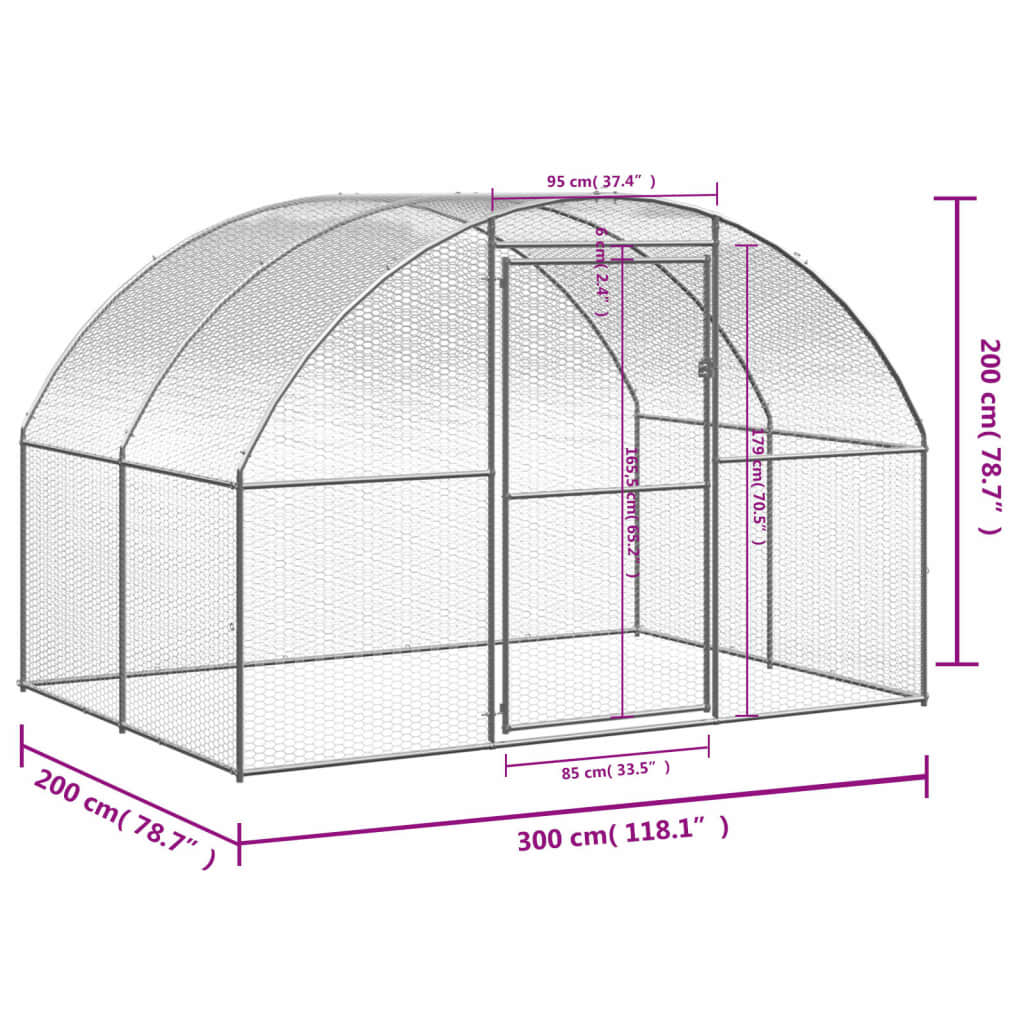 Kippenren 3x12x2 m gegalvaniseerd staal