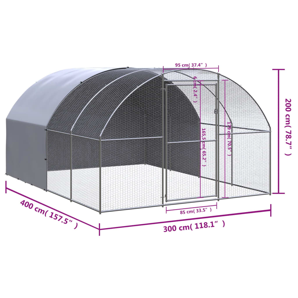 Kippenren 3x2x2 m gegalvaniseerd staal