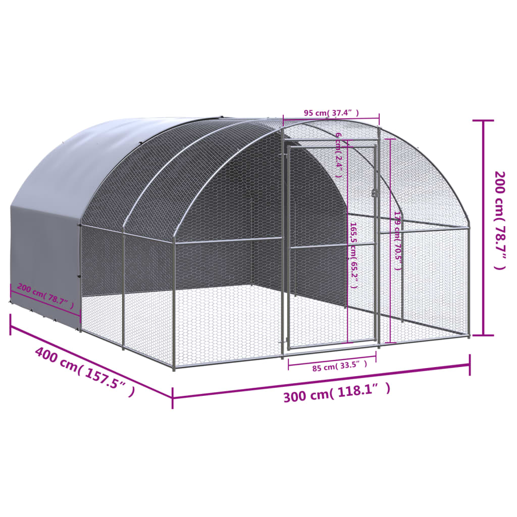 Kippenren 3x12x2 m gegalvaniseerd staal