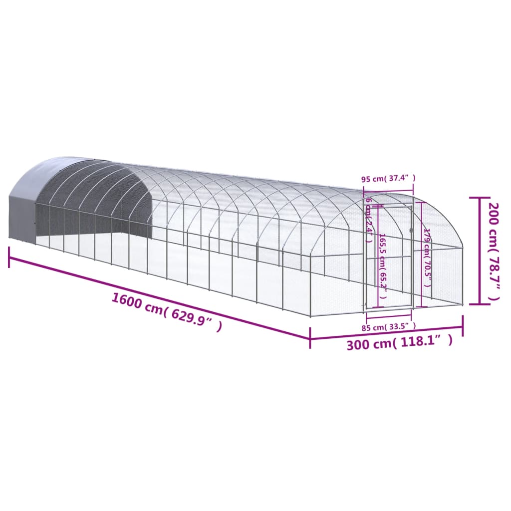 Kippenren 3x2x2 m gegalvaniseerd staal