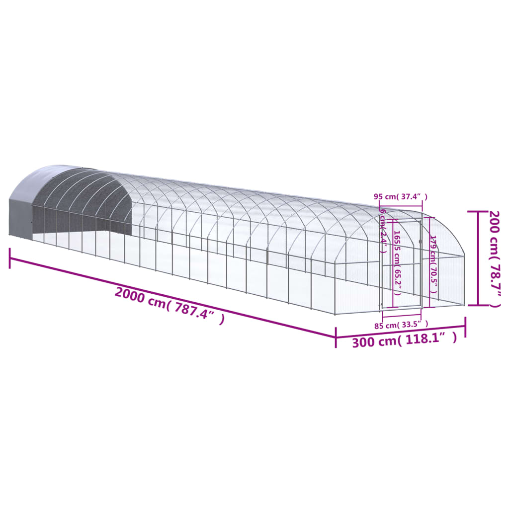 Kippenren 3x2x2 m gegalvaniseerd staal