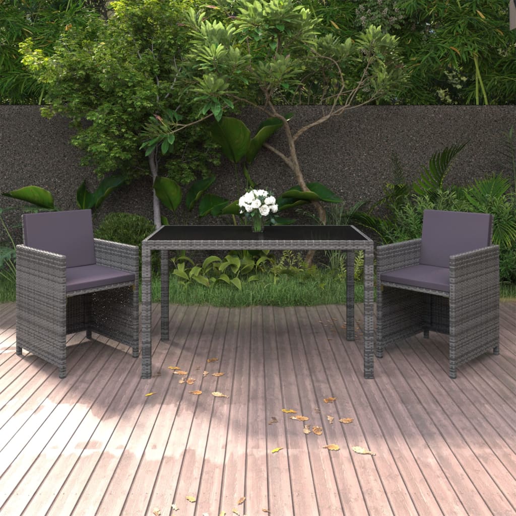 5-delige Tuinset poly rattan acaciahout antraciet