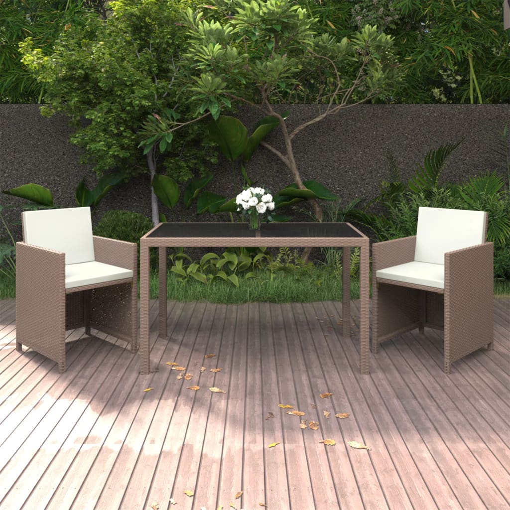 5-delige Tuinset poly rattan acaciahout antraciet