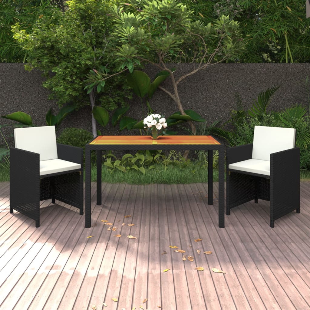 5-delige Tuinset poly rattan acaciahout antraciet