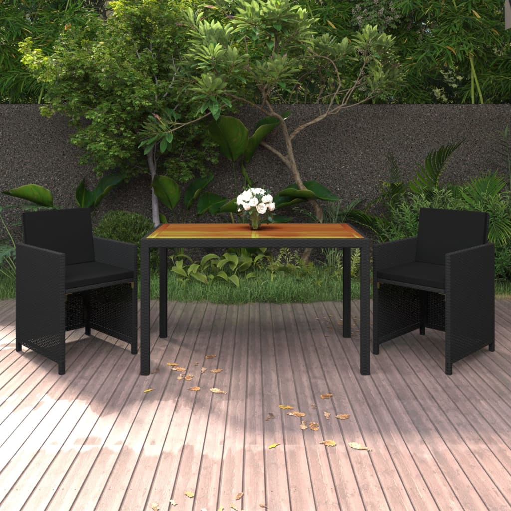 Salon de jardin 5 pièces poly rotin bois d'acacia anthracite