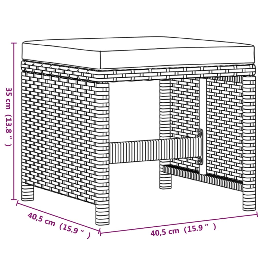 15-delige Tuinset met kussens poly rattan