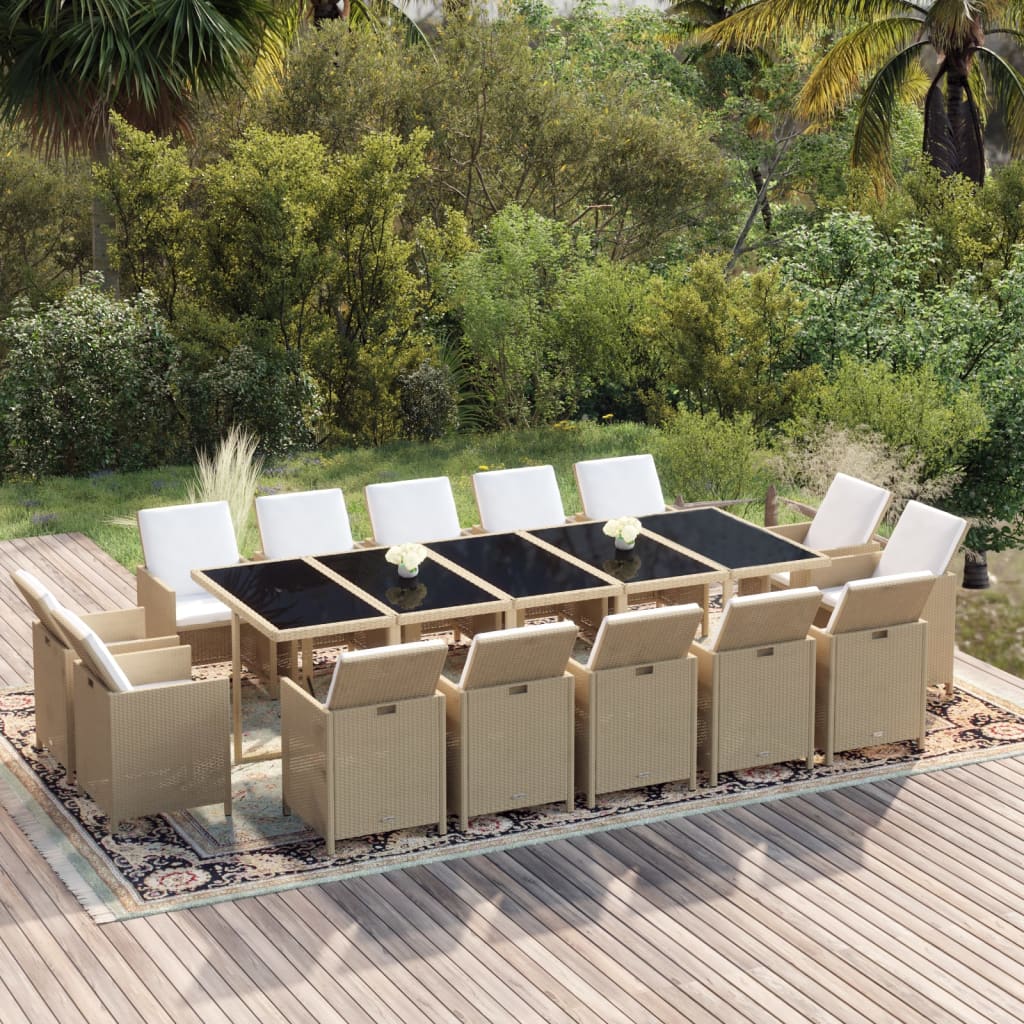 15-delige Tuinset met kussens poly rattan