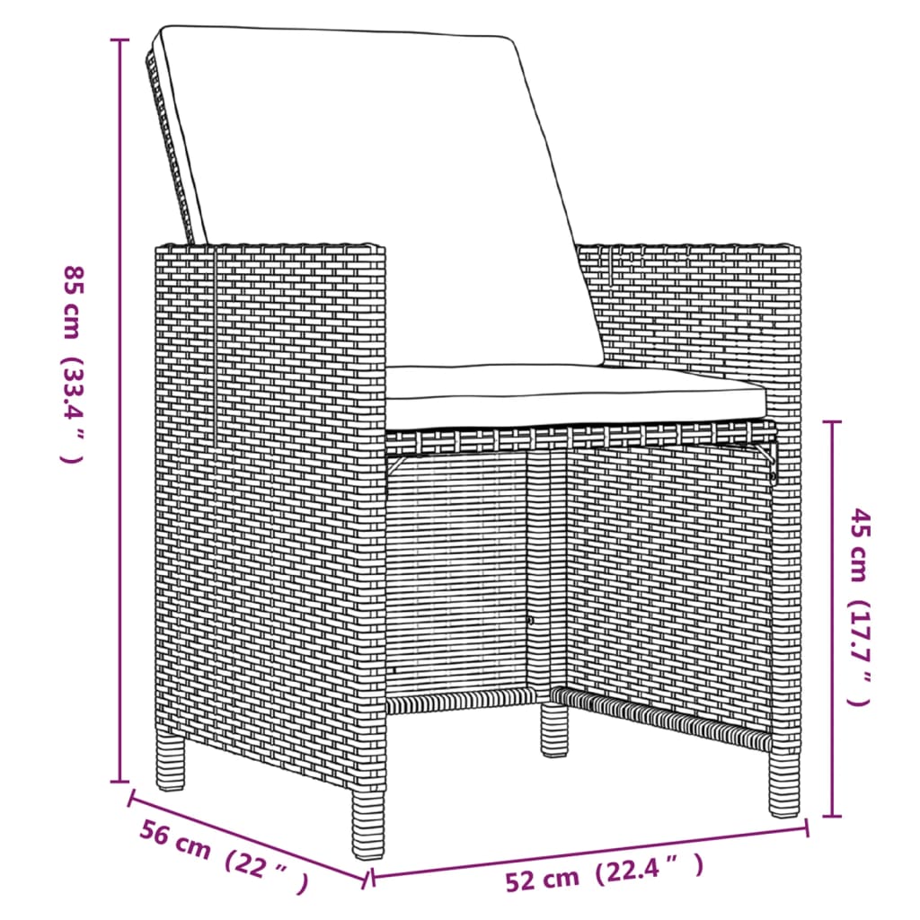 19-delige Tuinset met kussens poly rattan