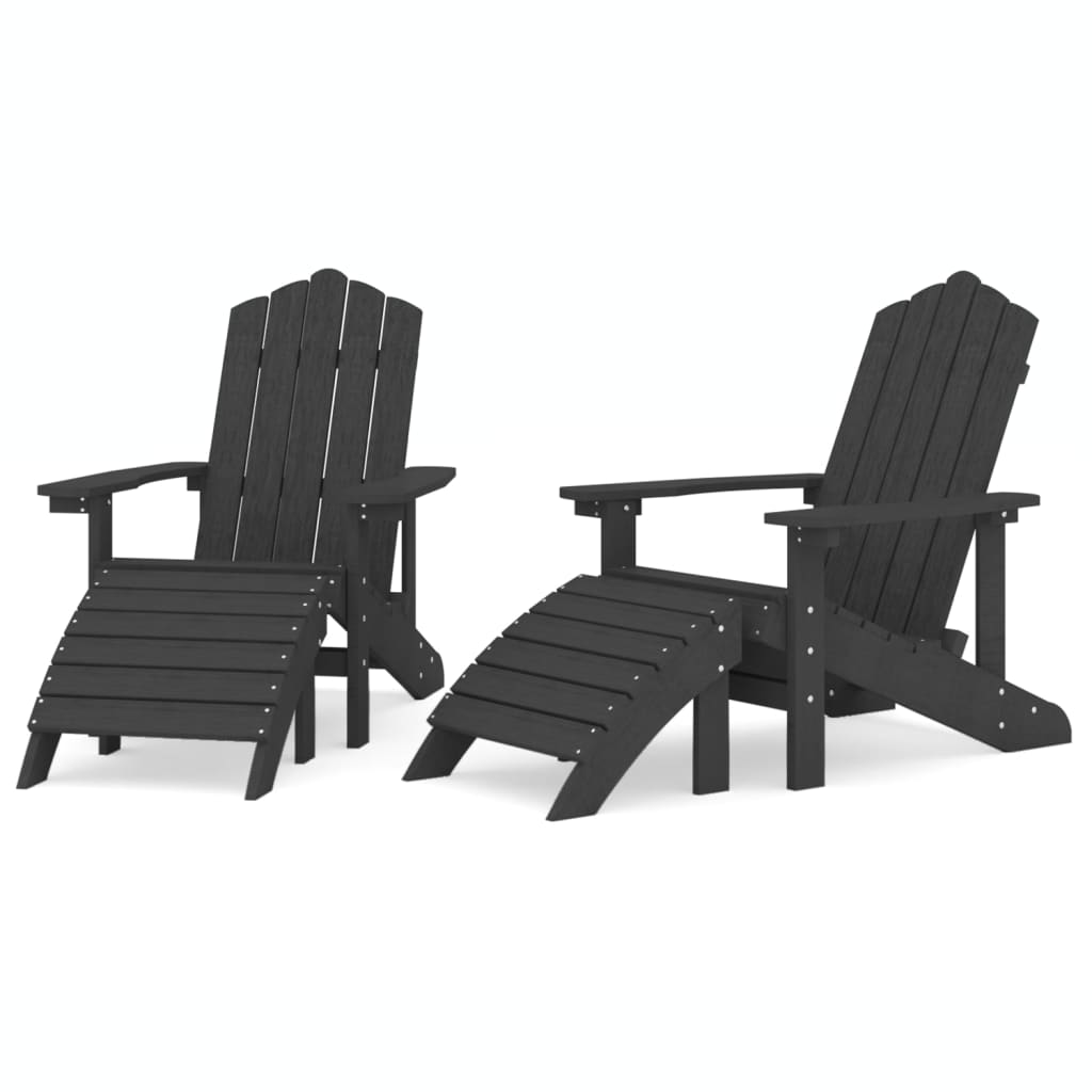 Chaise de jardin Adirondack avec table repose-pieds HDPE anthracite