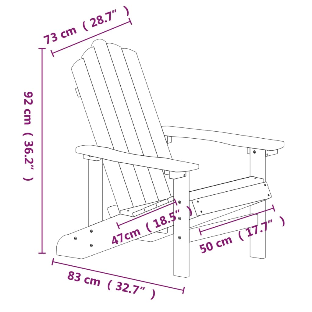 Chaise de jardin Adirondack avec table en PEHD