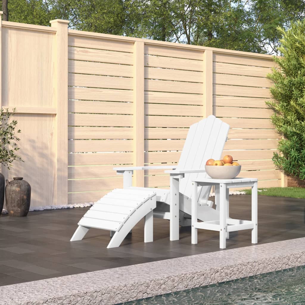 Chaise de jardin Adirondack avec table repose-pieds HDPE anthracite