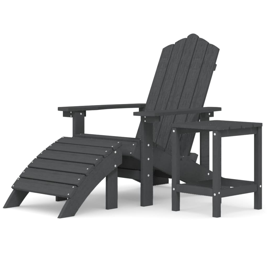 Chaise de jardin Adirondack avec table repose-pieds HDPE anthracite