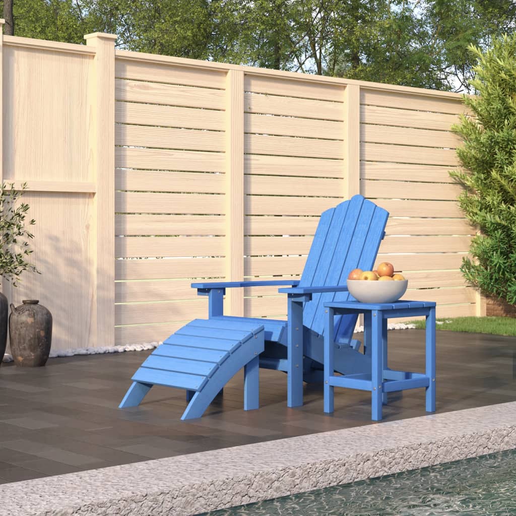 Chaise de jardin Adirondack avec table repose-pieds HDPE anthracite