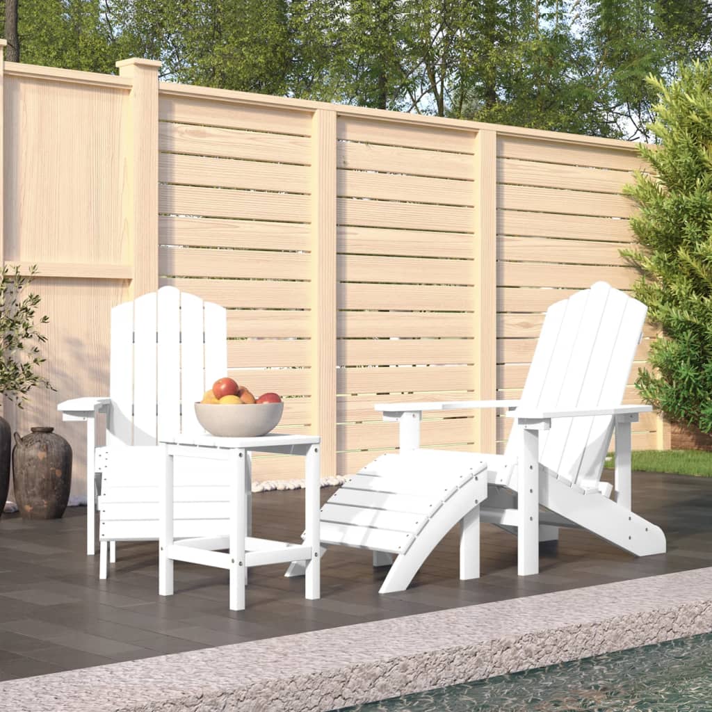 Tuinstoel Adirondack met voetenbank tafel HDPE antracietkleurig