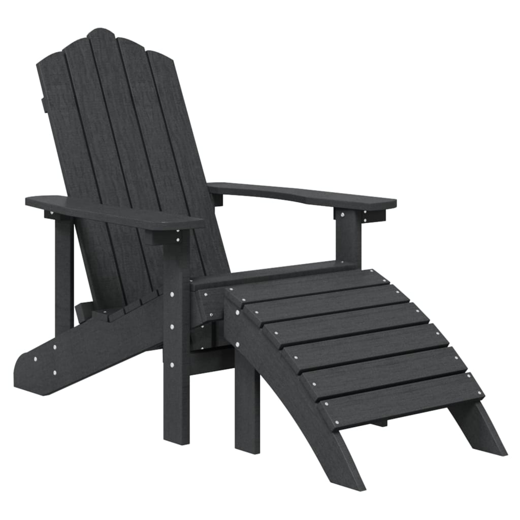 Chaise de jardin Adirondack avec table repose-pieds HDPE anthracite