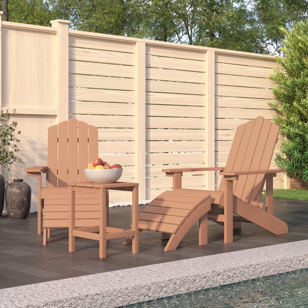 Chaise de jardin Adirondack avec table repose-pieds HDPE anthracite