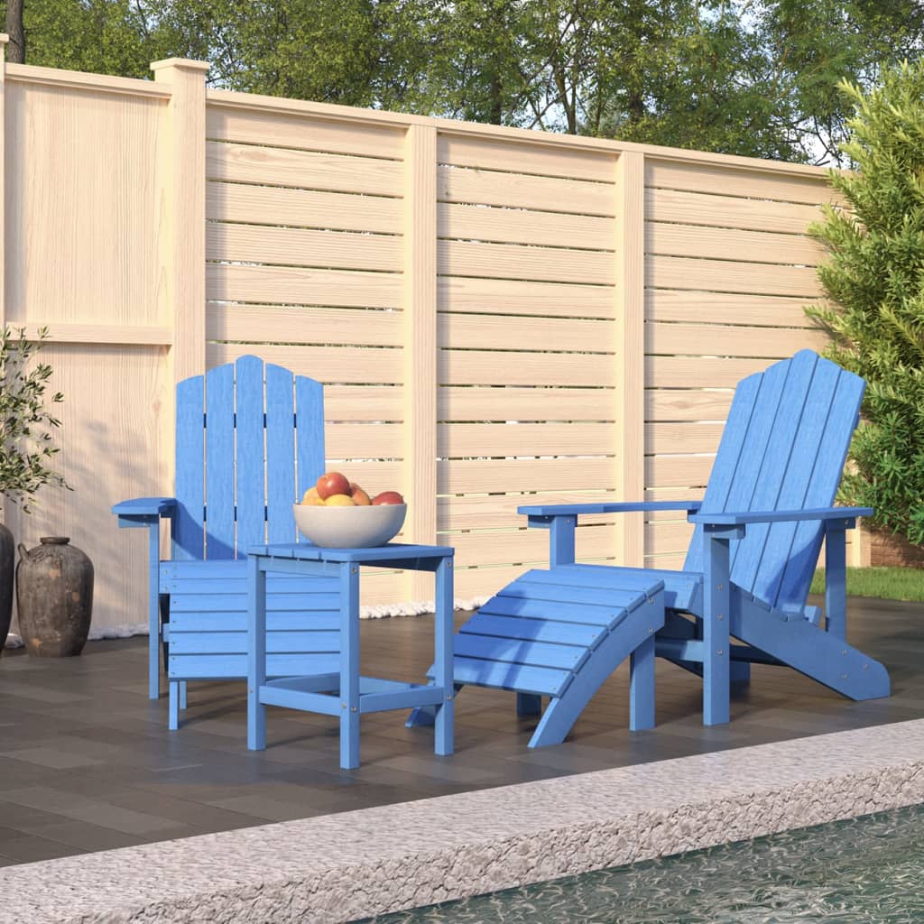 Chaise de jardin Adirondack avec table repose-pieds HDPE anthracite