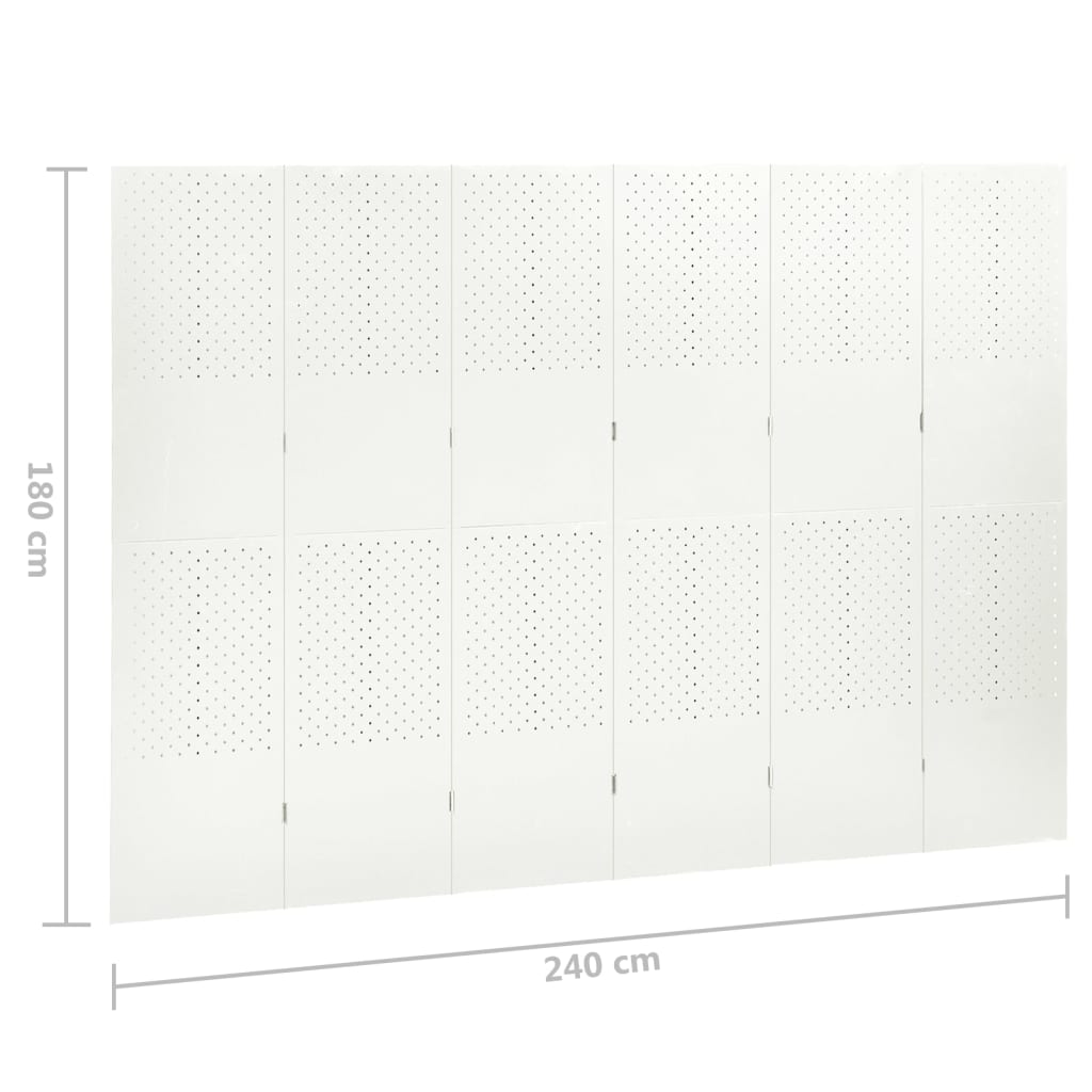 Kamerschermen 2 st met 6 panelen 240x180 cm staal wit