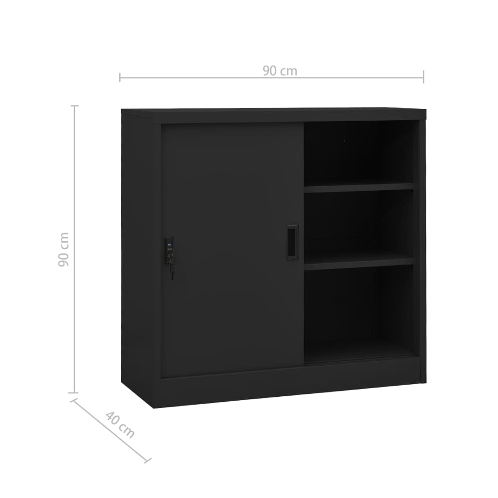 Armoire de bureau à portes coulissantes 90x40x90 cm en acier