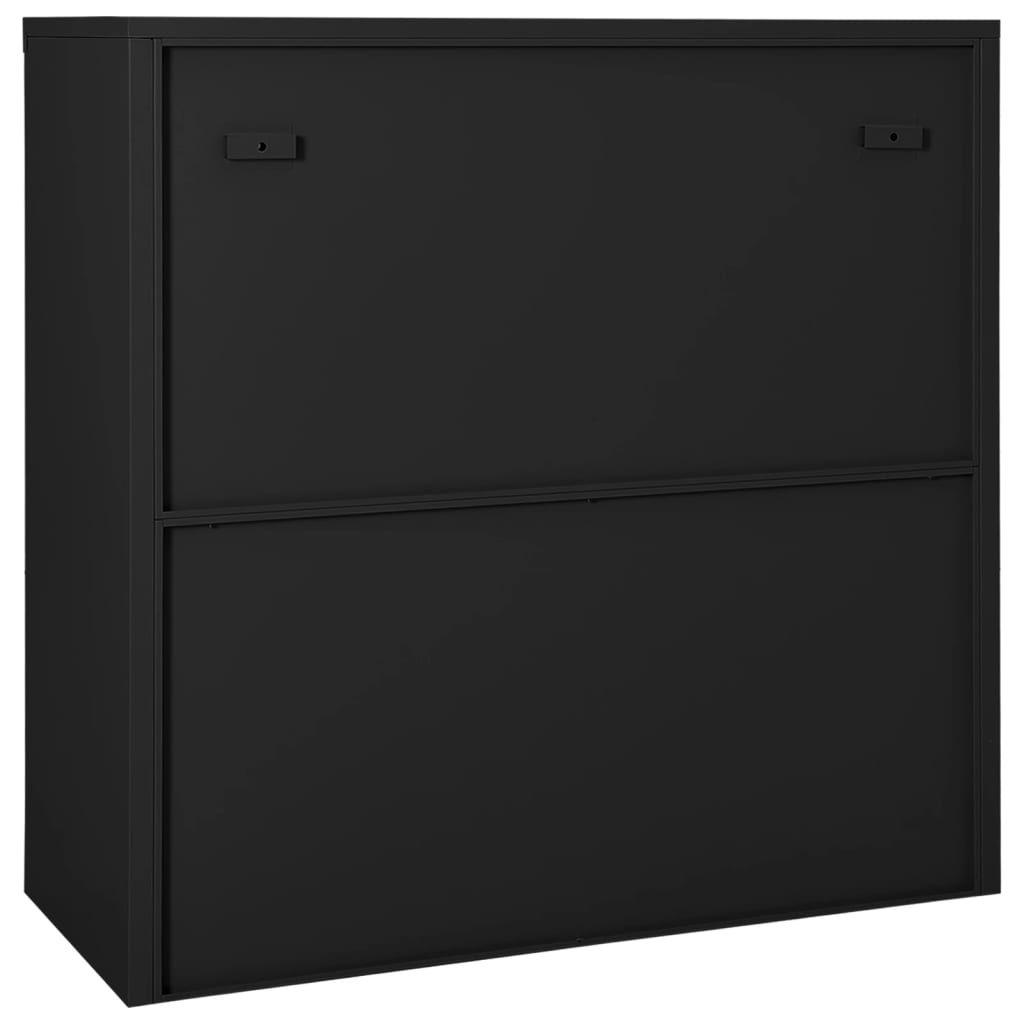 Armoire à portes coulissantes avec jardinière en acier, anthracite