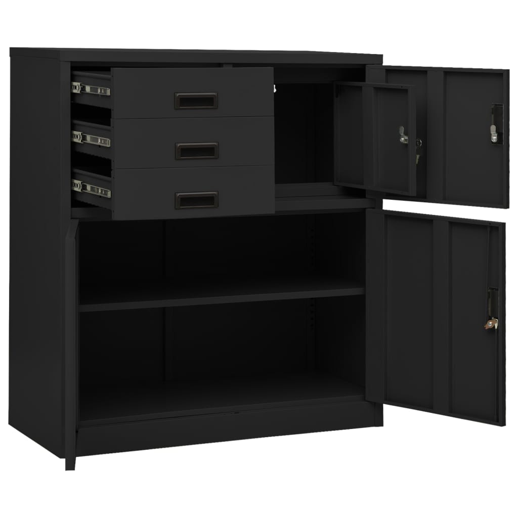 Armoire de bureau avec jardinière 90x40x125 cm en acier