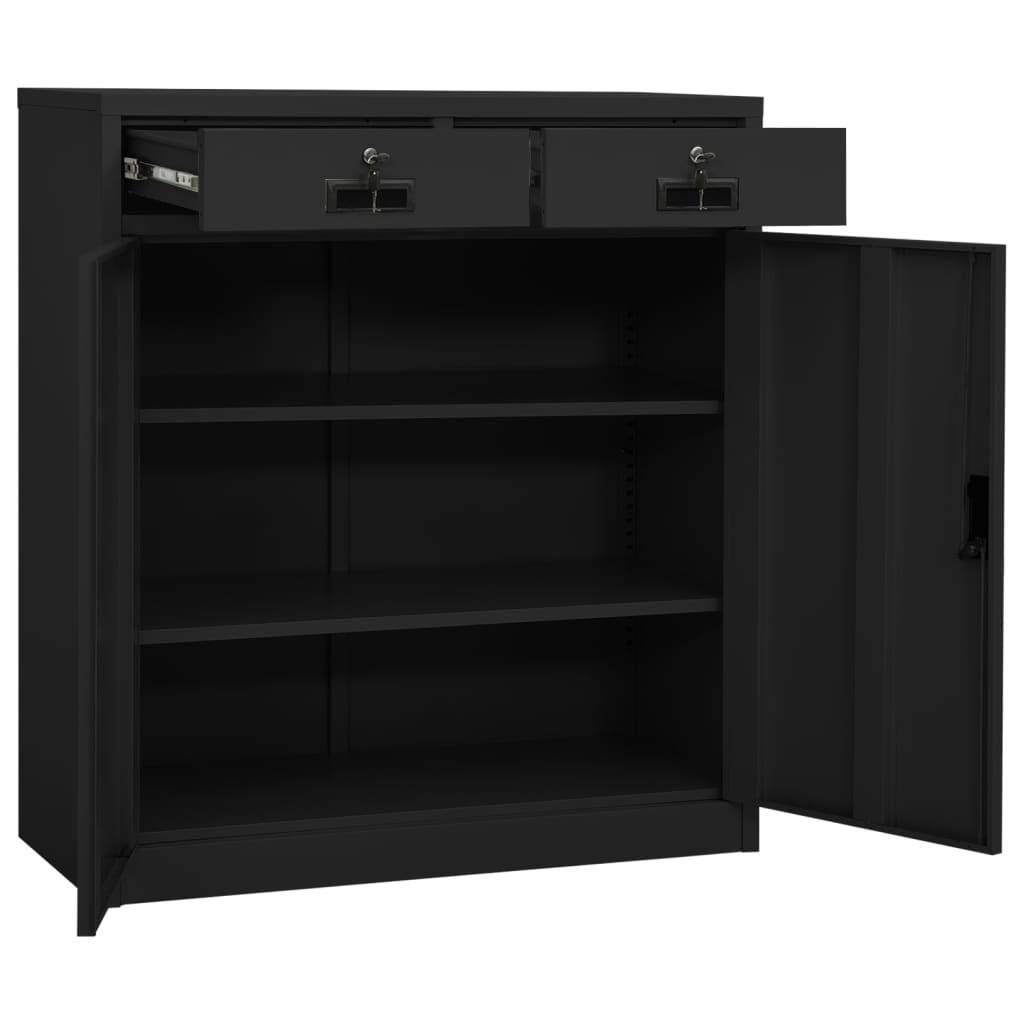 Armoire de bureau avec jardinière 90x40x125 cm en acier