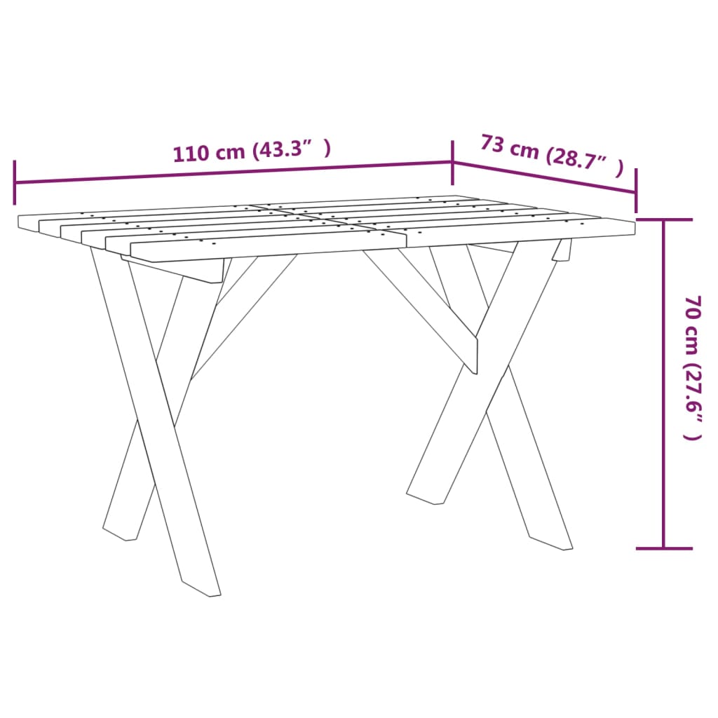 Table de jardin 220x73x70 cm bois de pin imprégné