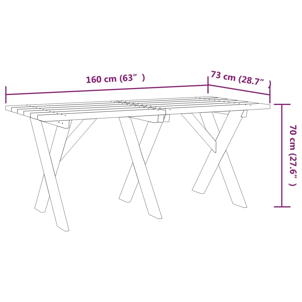 Tuintafel 220x73x70 cm geïmpregneerd grenenhout