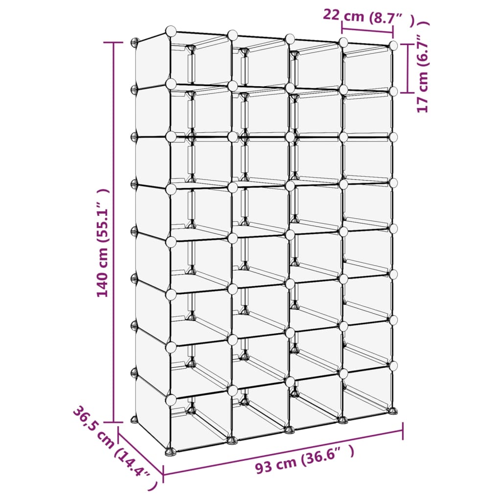 Schoenenrek 94x37x125 cm polypropeen