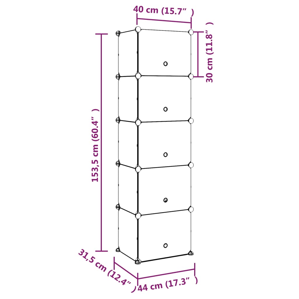 Schoenenrek 94x37x125 cm polypropeen