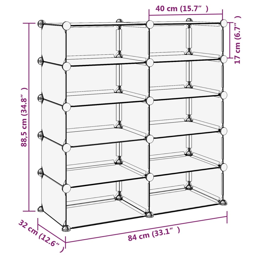 Schoenenrek 94x37x125 cm polypropeen