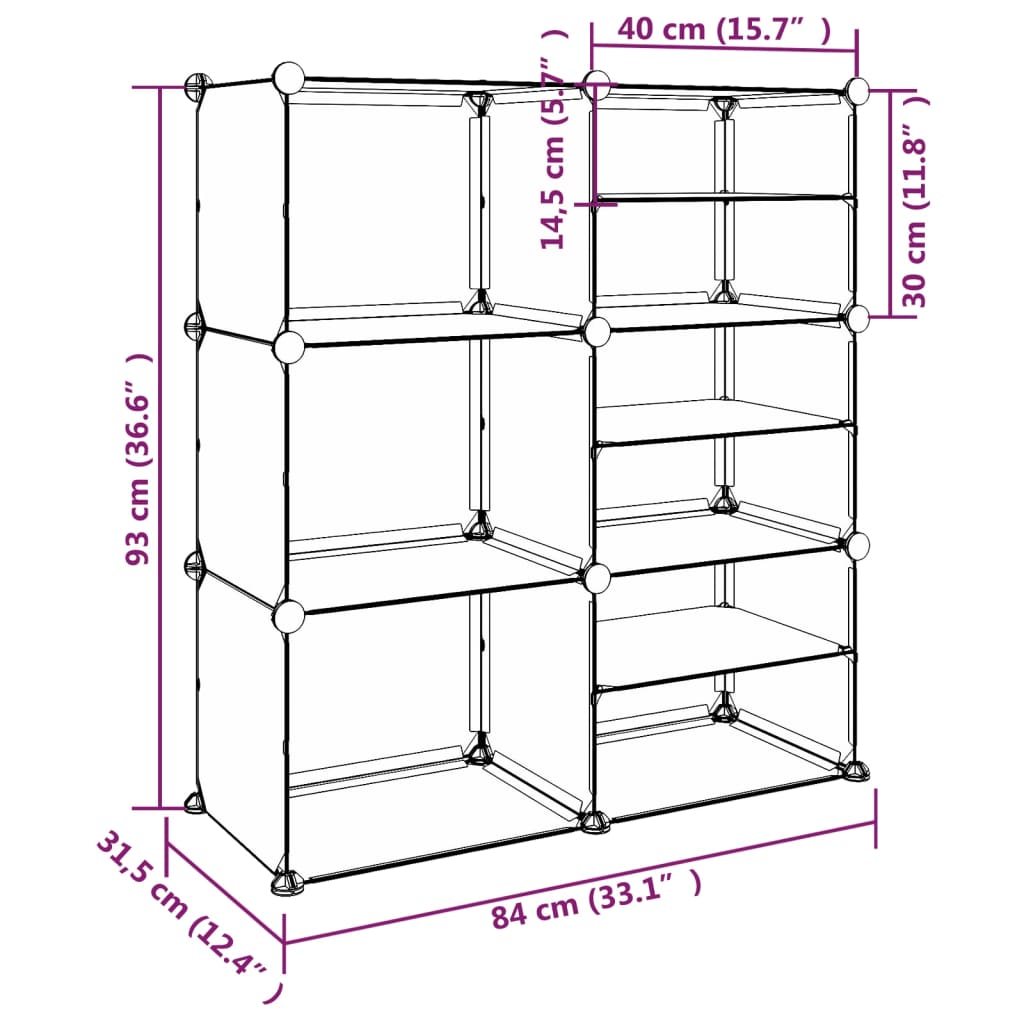 Schoenenrek 94x37x125 cm polypropeen