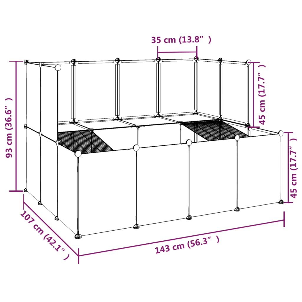 Dierenhok klein 143x107x93 polypropeen en staal