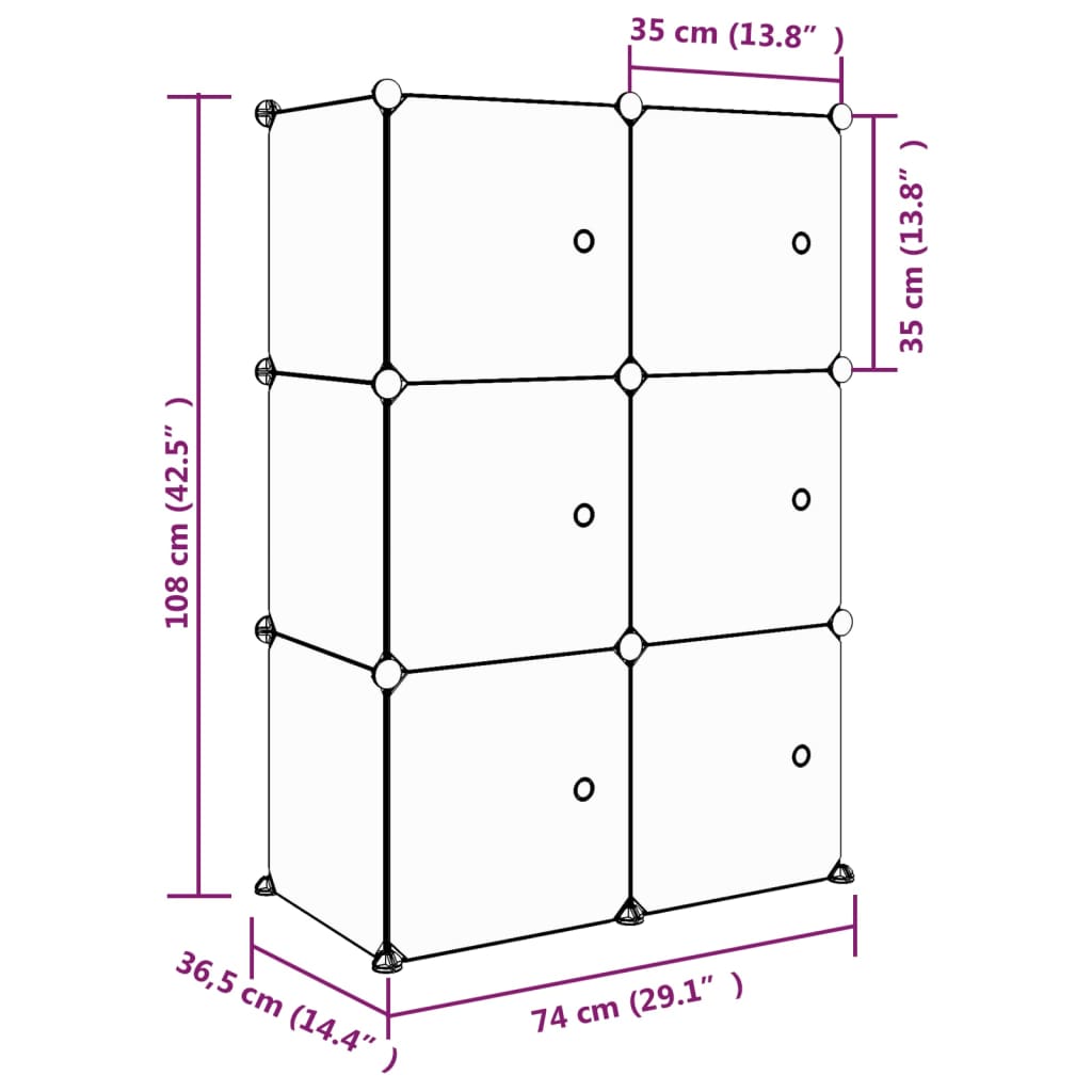 Meuble de rangement pour enfants avec 12 compartiments en polypropylène