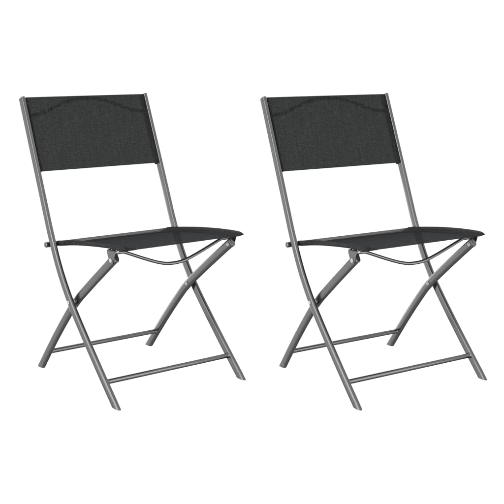 Chaises de jardin pliantes 2 pcs acier et textilène noir