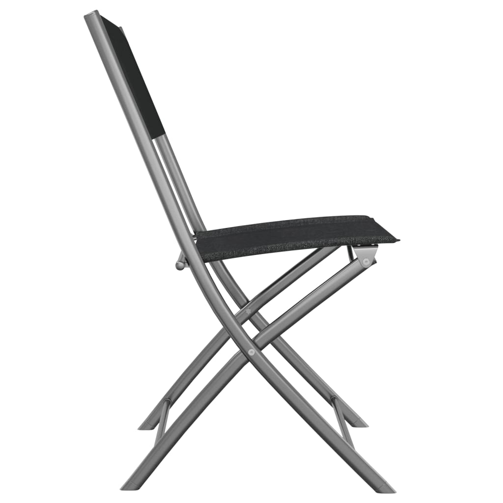 Chaises de jardin pliantes 2 pcs acier et textilène noir