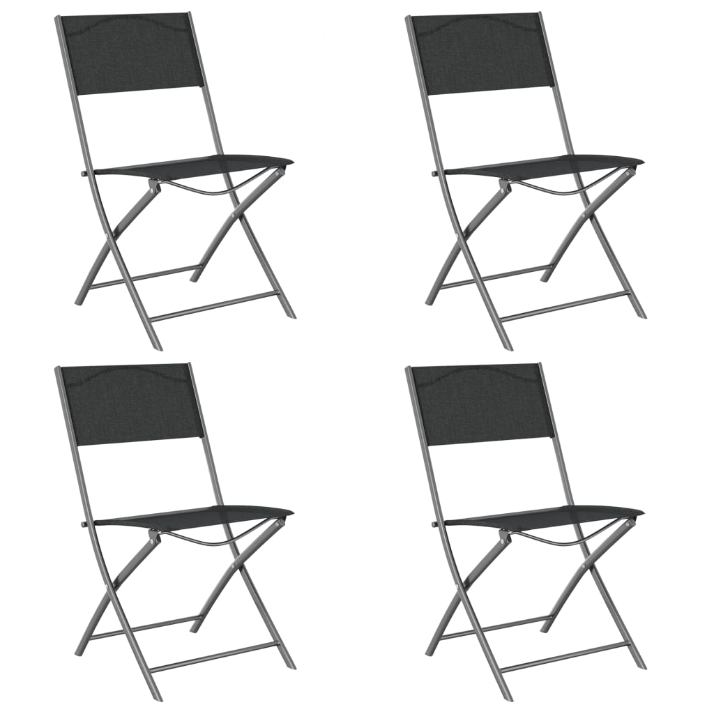 Chaises de jardin pliantes 2 pcs acier et textilène noir