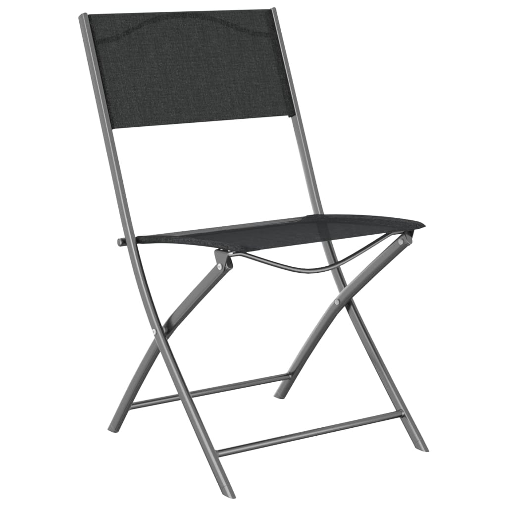 Chaises de jardin pliantes 2 pcs acier et textilène noir